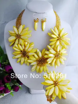 

Latest African Fashion Jewelry Set Pearl shell flower Necklace LK-1024