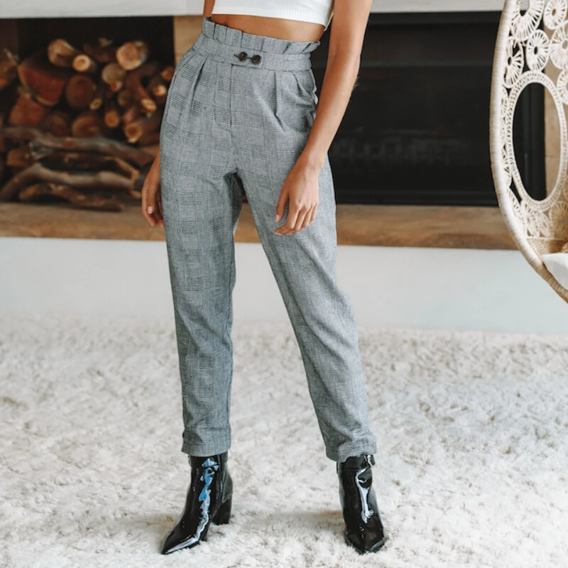 plaid work pants womens