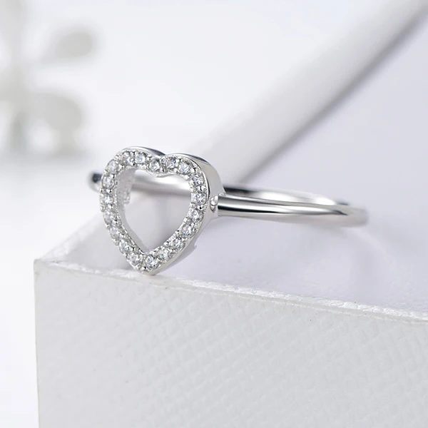 Modian, 925 пробы, серебряное, Двойное сердце, стекируемое, модное, кубический цирконий, кольцо на палец для женщин, свадебное, обручальное, ювелирное изделие - Цвет основного камня: Single Ring 2