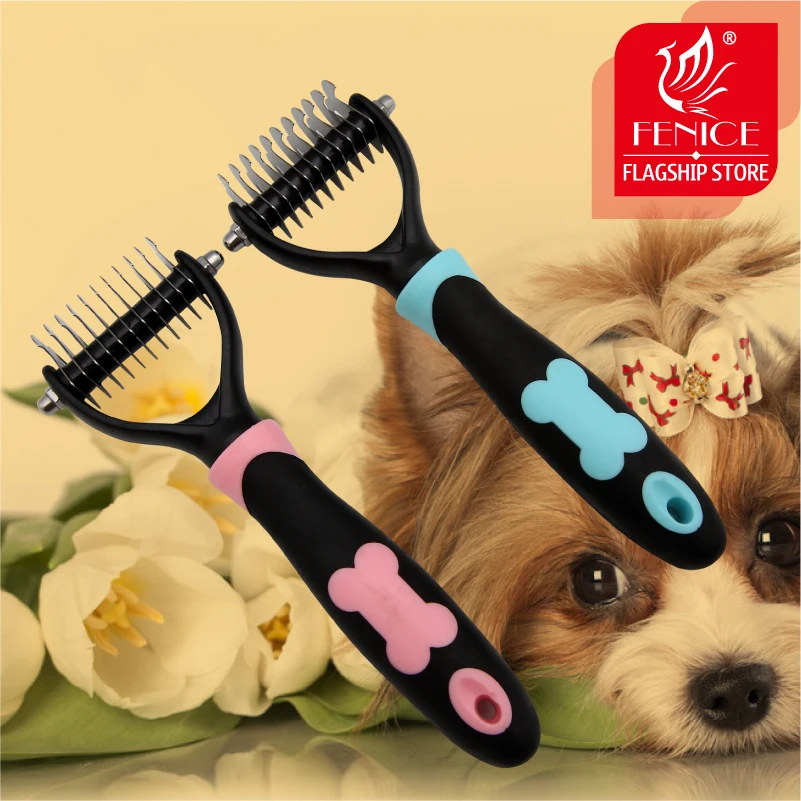 

professional Pet grooming comb two-way opening knot comb non-slip handle stainless steel teeth