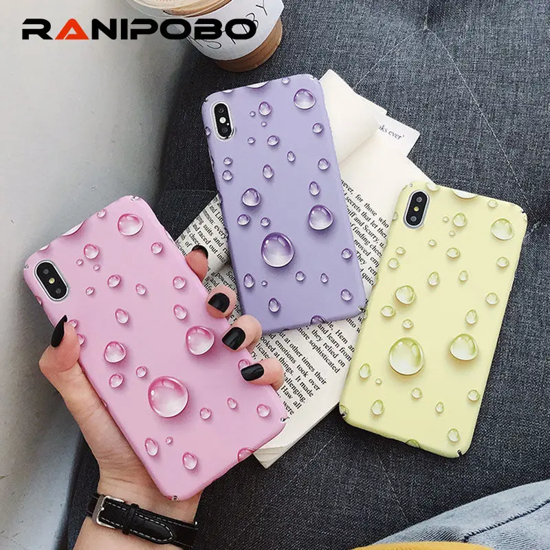 

3D Water Droplets Phone Cases For iPhone X 6 6S Plus XR XS MAX Hard PC Full Cover Slim Matte Cases Shell For iPhone X 7 8 Plus