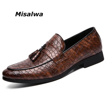 

Misalwa Summer Fashion Big Size 38-47 Male PU Leather Loafers Tassels Casual Wedding Party Pointed Toe Red Men Dress Suit Shoes