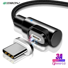 Магнитный зарядный кабель Micro usb type C провод 3A Быстрая зарядка для iphone X samsung S10 huawei USB C 90 градусов Магнитный шнур зарядного устройства