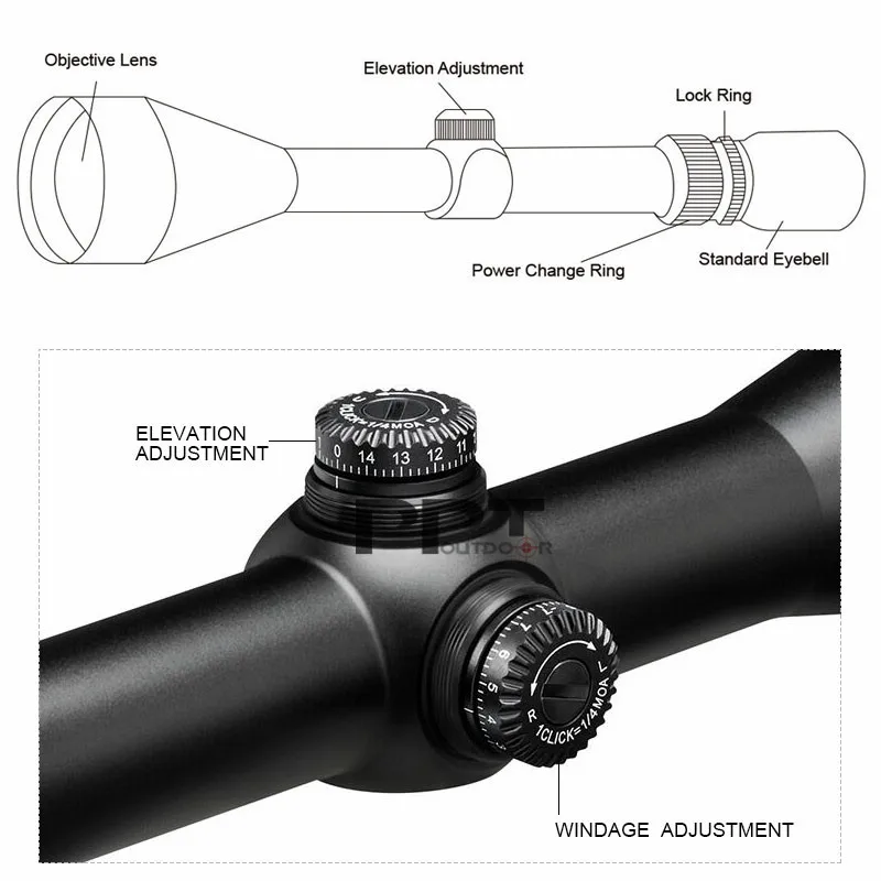 Койот Тактический Riflescope 4-12x44 Rifle Optic увеличительная Лупа охотничий прицел 25,4 мм диаметр трубки для наружной съемки PP1-0305