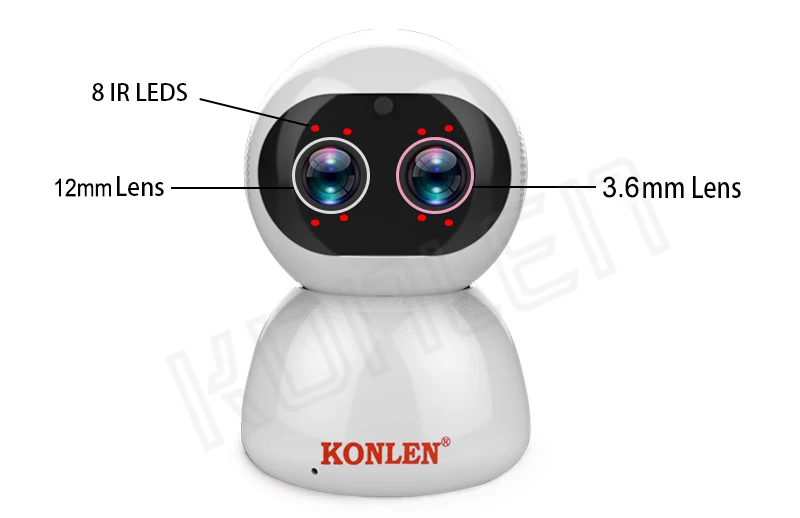 Ip-камера KONLEN PTZ, wifi, двойной объектив, 2MP, автоматическое отслеживание, зум, 1080P HD, для дома, для домашних животных, CCTV, облачная, ИК, умная, ipcam, беспроводная