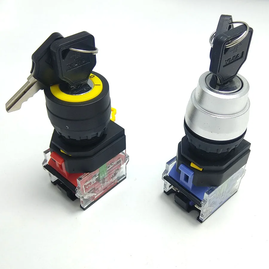 

2/3 position unlockabe reset button momentary latching rotary key switch 22mm mountable neck 2NO/2NC/1NO 1NC for your choice