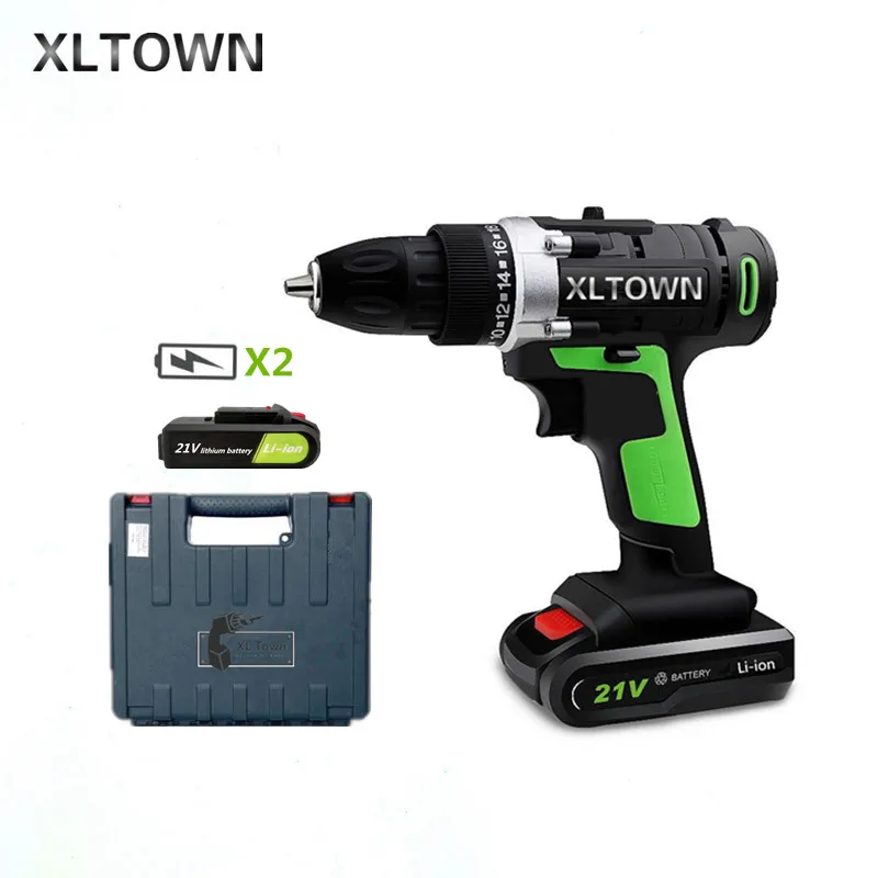 

XLTOWN new 21v Home Cordless Electric Drill with 2 battery a box Multi-Motion lithium battery Rechargeable Electric Screwdriver