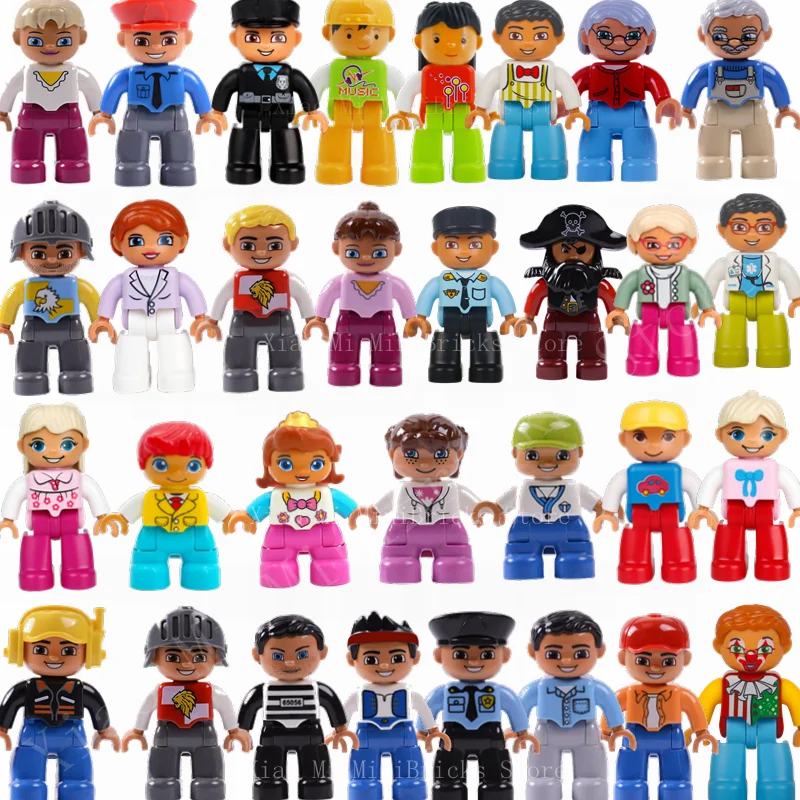 

Legoing Duplo Figures Family Worker Police Model Building Blocks Kids Baby Education Toys Compatible Legoings Friends Brinquedos