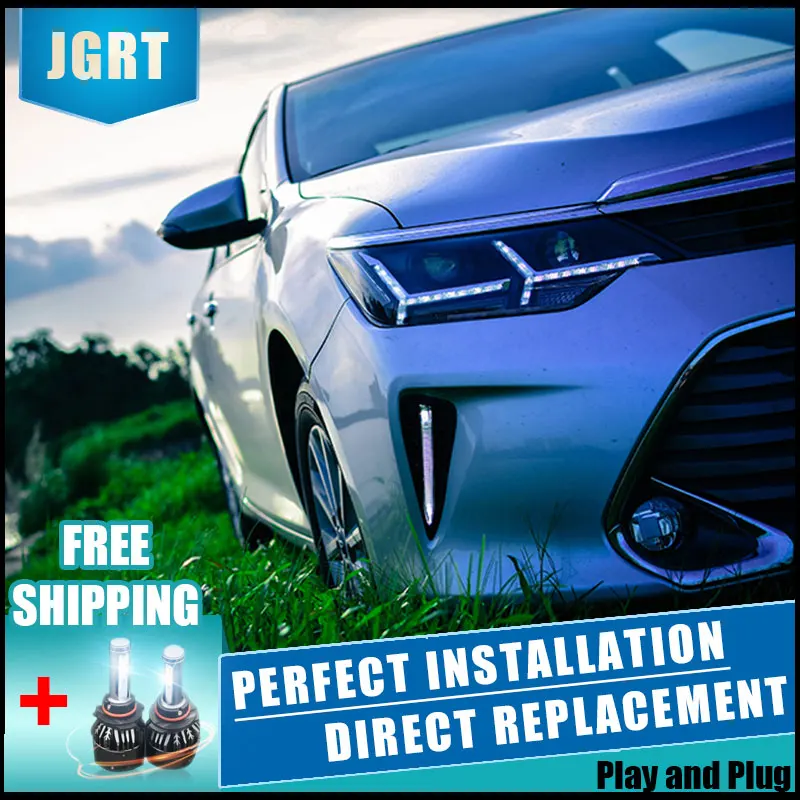 2 шт. светодиодный фары для Toyota Camry 2015-2018 Автомобильный свет двойной ксеноновые