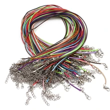 10 шт./партия из натуральной кожи, Разноцветные Цепочки, ожерелье, амулеты, фурнитура, шнур, 1,5 мм проволока, ювелирное изделие