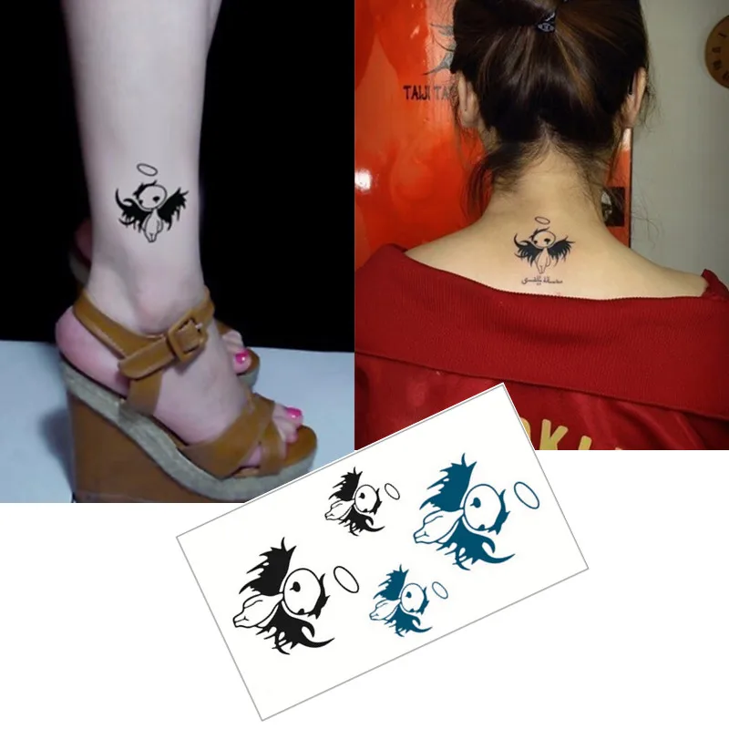 SHNAPIGN Black Angel Flash Tattoo Hand Sticker 10.5*6cm Small Waterproof Henna Beauty Temporary Body Art FREE SHIPPING | Красота и