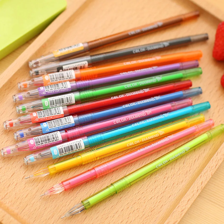12 цветов Алмазная гелевая ручка милые 0,5 мм цветные ручки для рисования офисные письменные принадлежности канцелярские принадлежности подарок