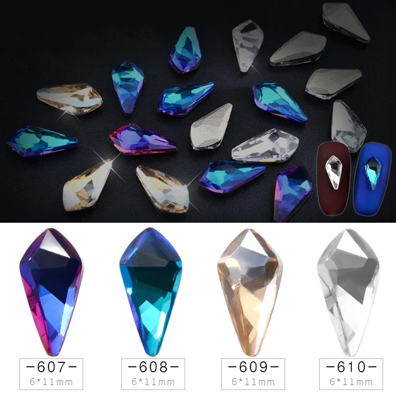 

Pandahall 10PCS/SET New Fashion Nail Art Flat Back Droptear Crystal Rhinestone Decoration DIY Manicure Nail Jewelry Decorations