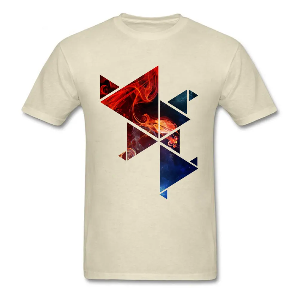 Abstract geometric T-Shirt for Men Geek Fall Tops & Tees Short Sleeve Retro Casual Tee Shirts O Neck Pure Cotton Abstract geometric beige
