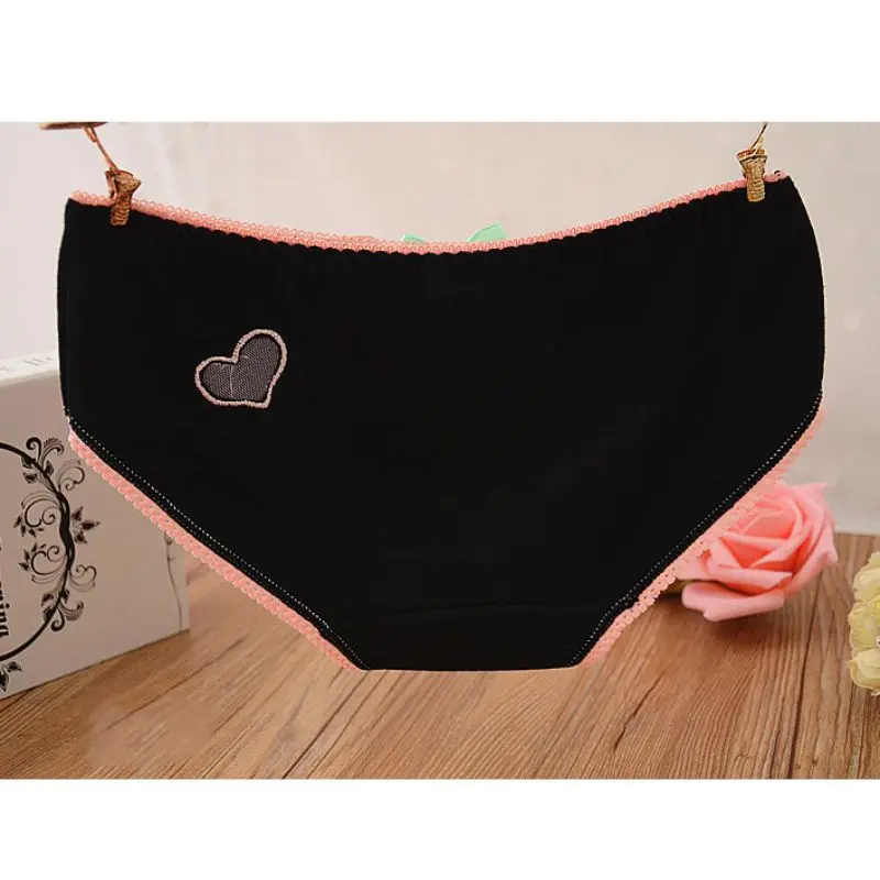 Ladies Cute Heart Shaped Panties Lovely Sexy Hollow Out Pink Underwear