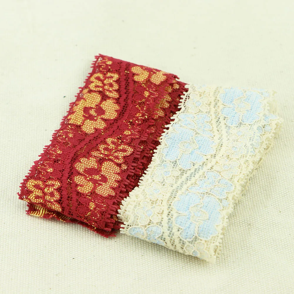 

6 yards7CM stretch yarn with2 kinds of color elastic lace fabric diy clothing textiles edge decoration cloth ELASTIC LACE