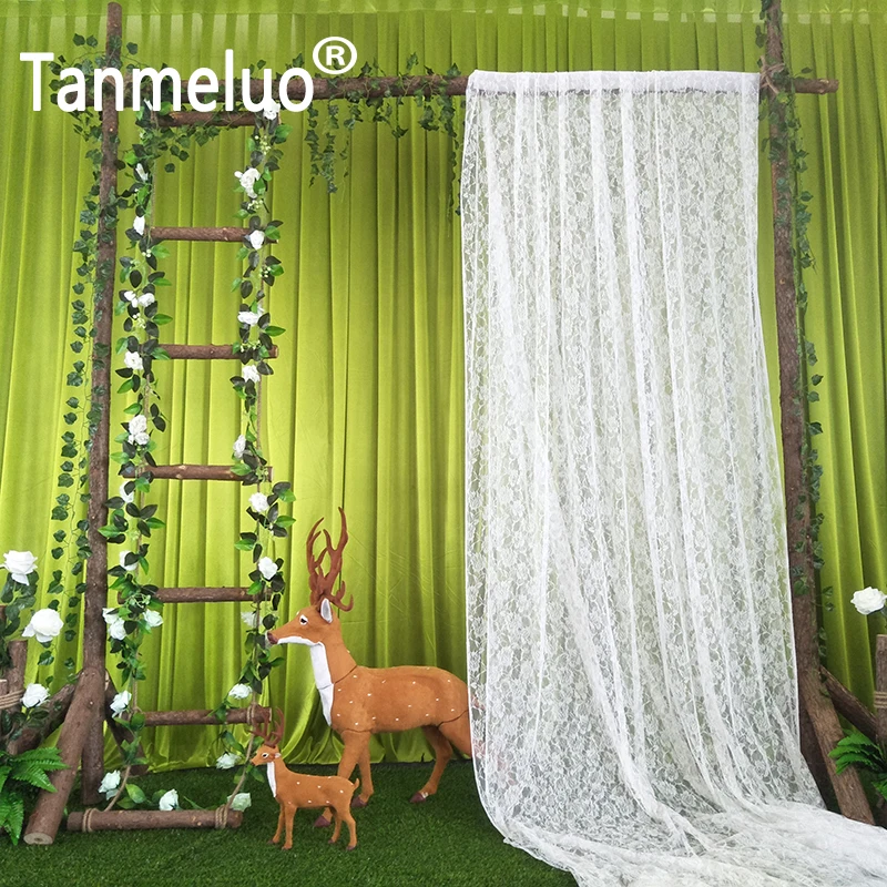 10m White Lace Backdrop Wedding Arch Decoration Event Party Table