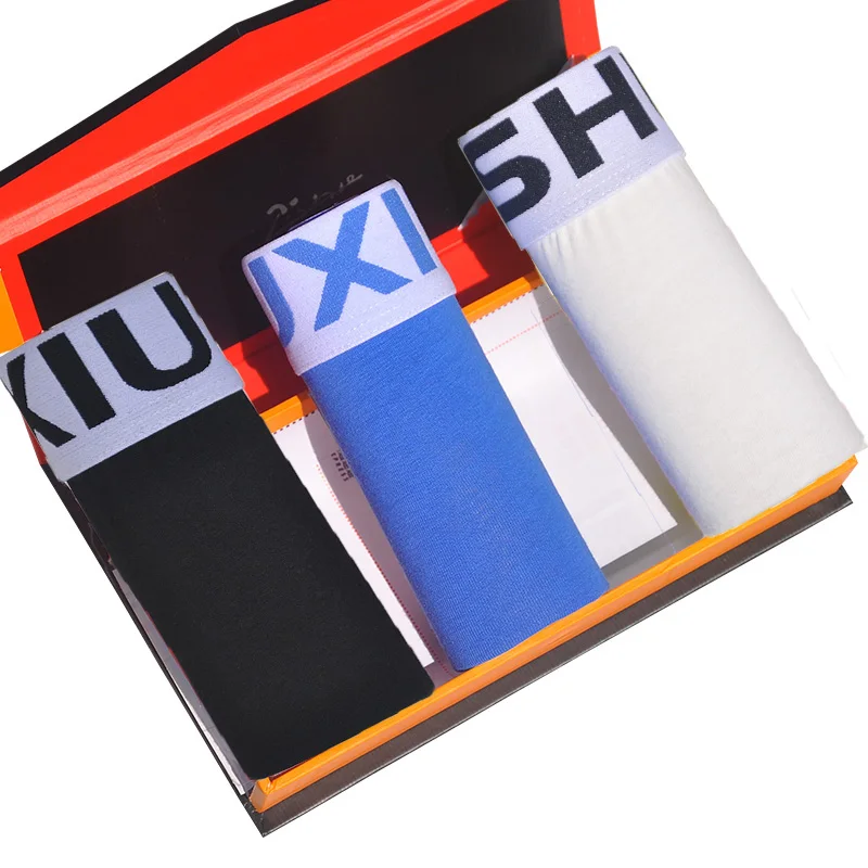 

DEWVKV 2019 Shorts Mens 3Pcs\lot Underwear Soft Boxers Cotton Boxer Men Solid Boxer Shorts Plus Size Boxers Mens Underwear Lot