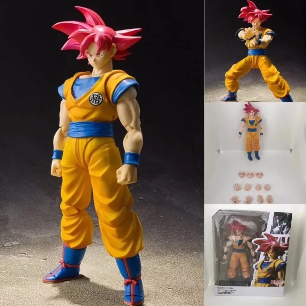 

HKXZM Anime 15CM Dragon Ball Super Saiyan God Son Goku Red Hair Gokou PVC Action Figure Collectible Model