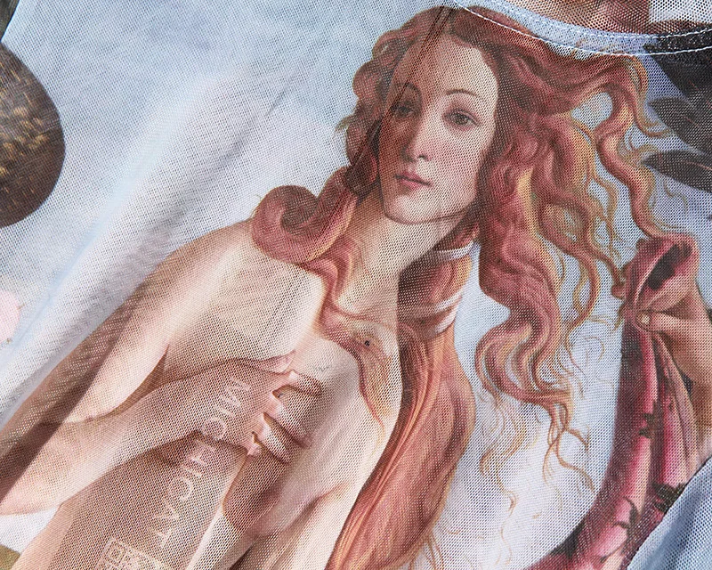 Летняя винтажная женская футболка в стиле барокко с принтом человека, топы, дизайнерская женская футболка с длинными рукавами, одежда