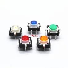 20 шт, размер: 12*12 с светильник переключателя сброса(красный/желтый/синий/зеленый/белый) 4-pin Кнопка сброса едкая сенсорный выключатель