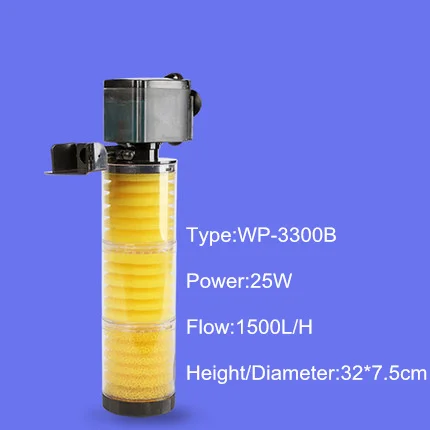 SOBO внутренний фильтр насос с губкой для аквариума 10 Вт-30 Вт воздушный насос погружной воздушный компрессор для аквариума биологический аквариум - Цвет: WP-3300B 25W