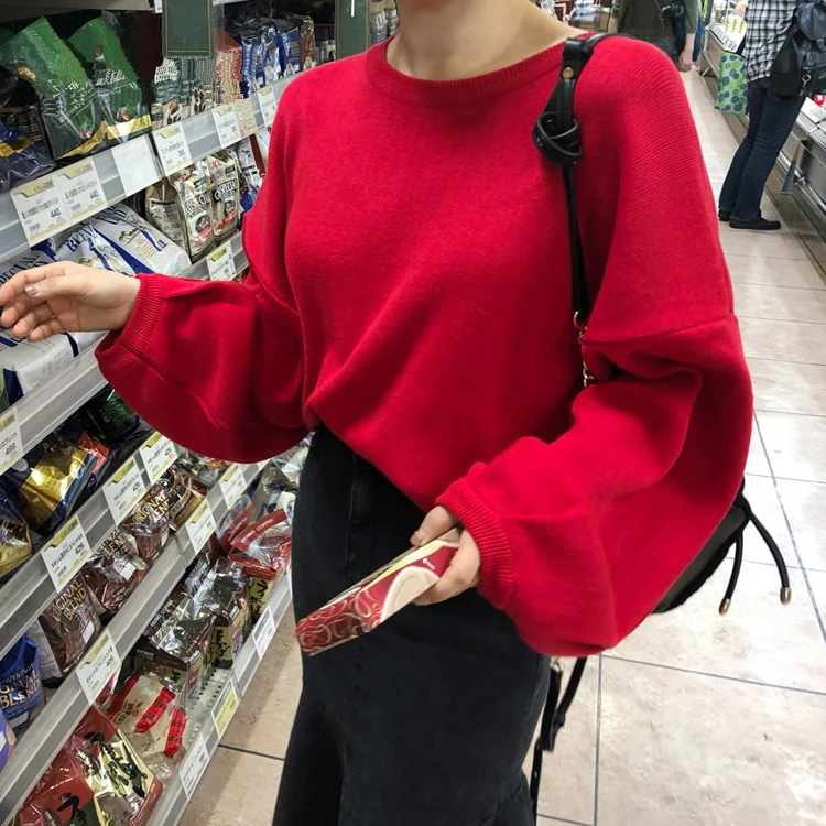 

Loose Sweater 2019 Autumn Winter New Casual O Neck Wide Pull Sleeve Oversize Pullovers Sweaters Female Jumper Knitwear Coat