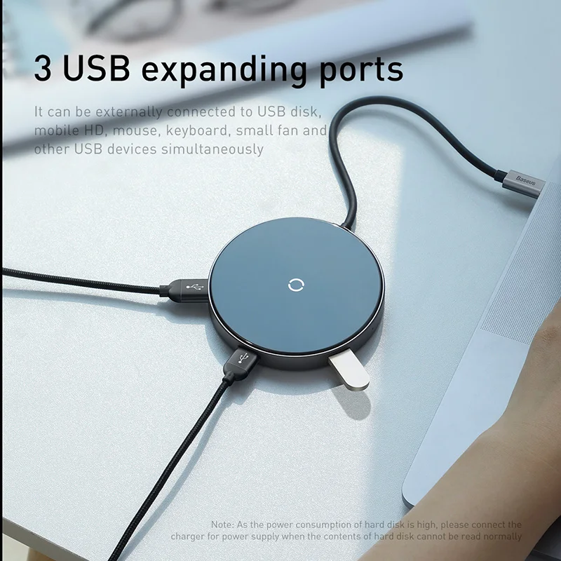 Baseus концентратор USB type c к HDMI 4k USB 3,0 концентратор type-c PD адаптер питания для MackBook Pro Air Qi Беспроводное зарядное устройство USB-C разветвитель