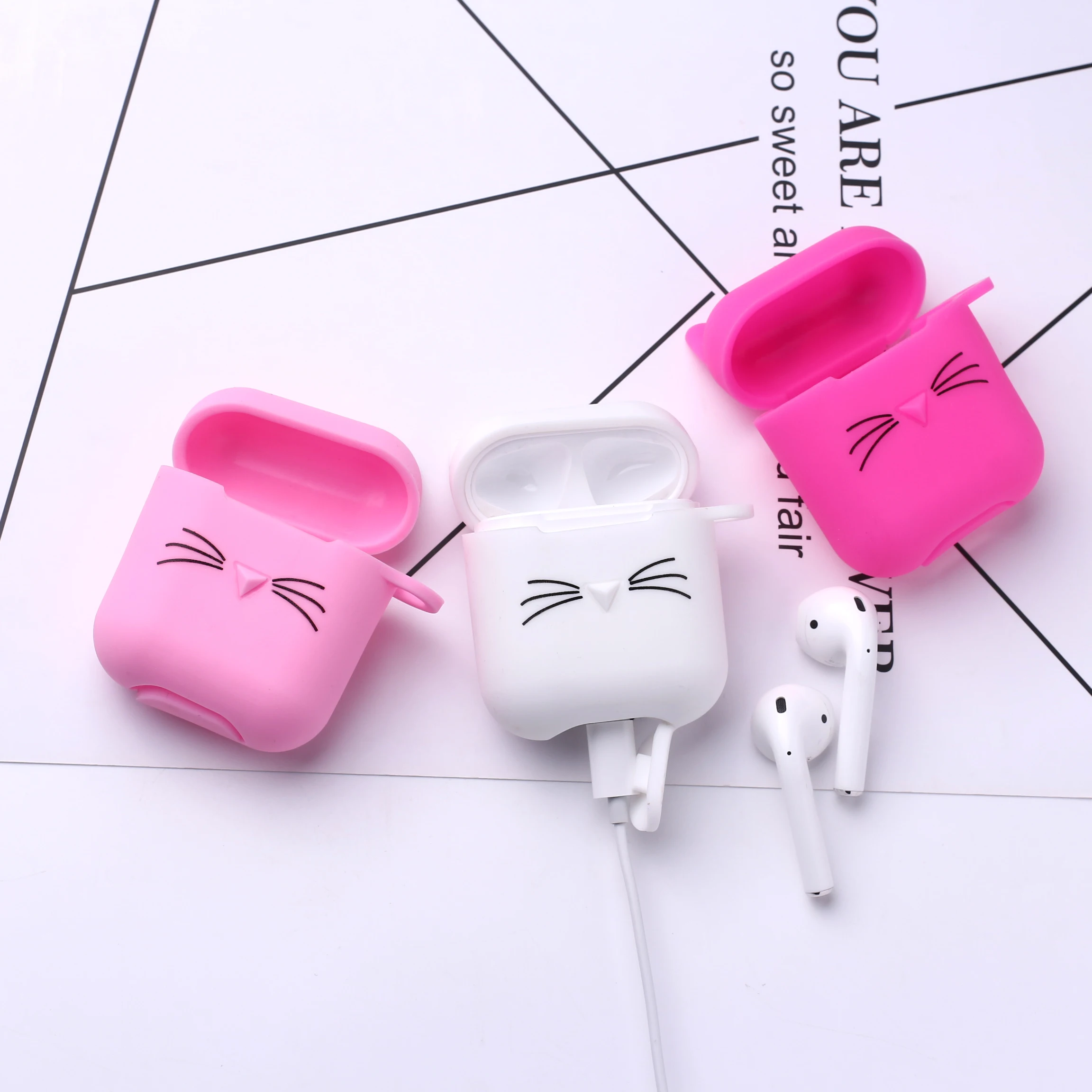 Bluetooth Wireless Earphone Case For Apple iPhone Charging Box AirPods Cat Silicone Protective Cover Skin Accessories |