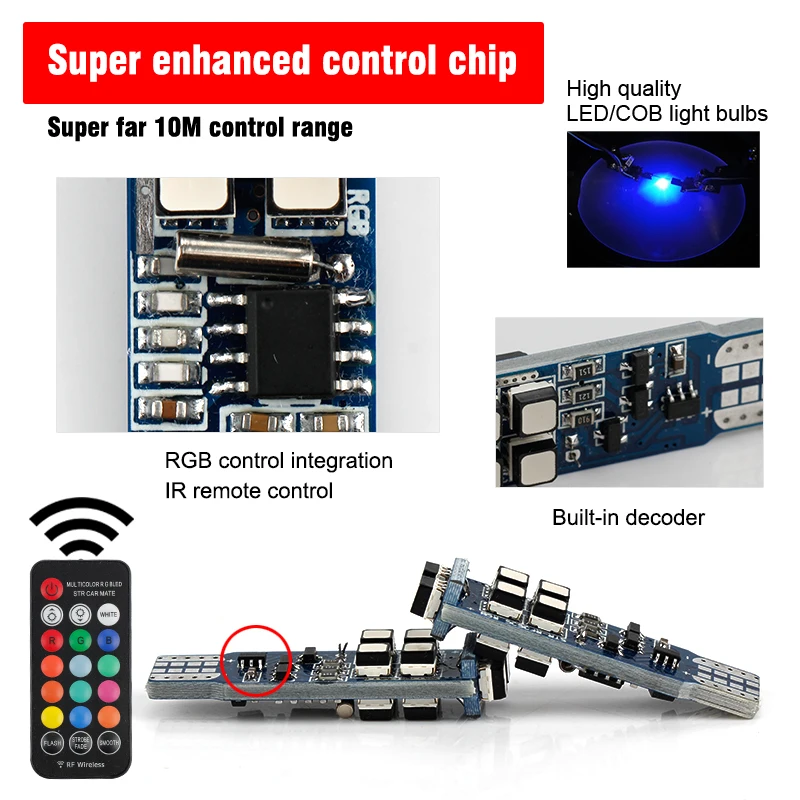 Светодиодный светильник OKEEN для автомобиля T10 W5W 3535 SMD 2 Вт RGB светодиодный
