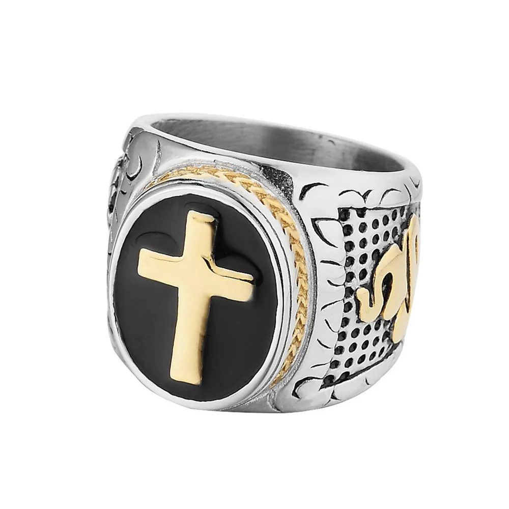 

Vintage Stainless Steel Jesus Cross Hip-hop Punk Mens Womens Snake Ring