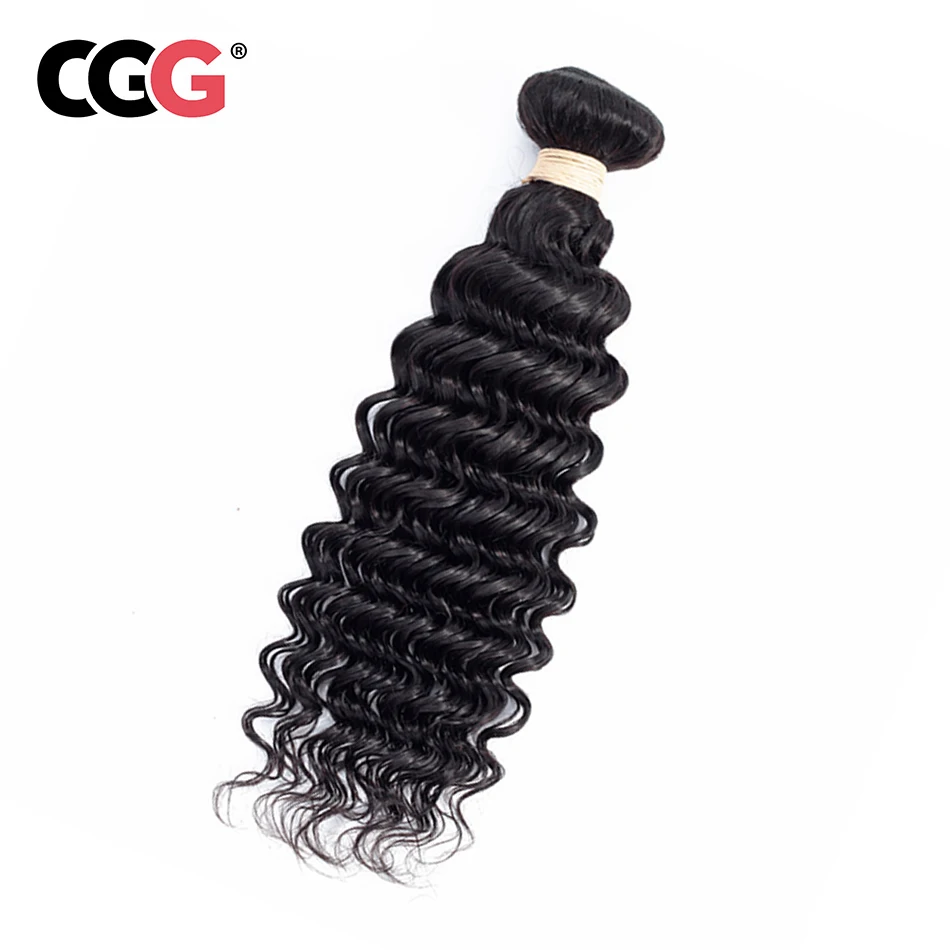 

CGG Human Hair Bundles Deep Wave Peruvian Non-Remy Human Hair Weaves Natural Color Sew In Hair Extensions 8-26 Inch No Smell