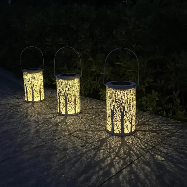 Solar Ed Led Hanging Outdoor Lighting Lantern Cylindrical Solar Ed Led Hanging Outdoor Lighting Lantern Cylindrical Forest Light Garden Yard Lawn Decoration Lamp Warm