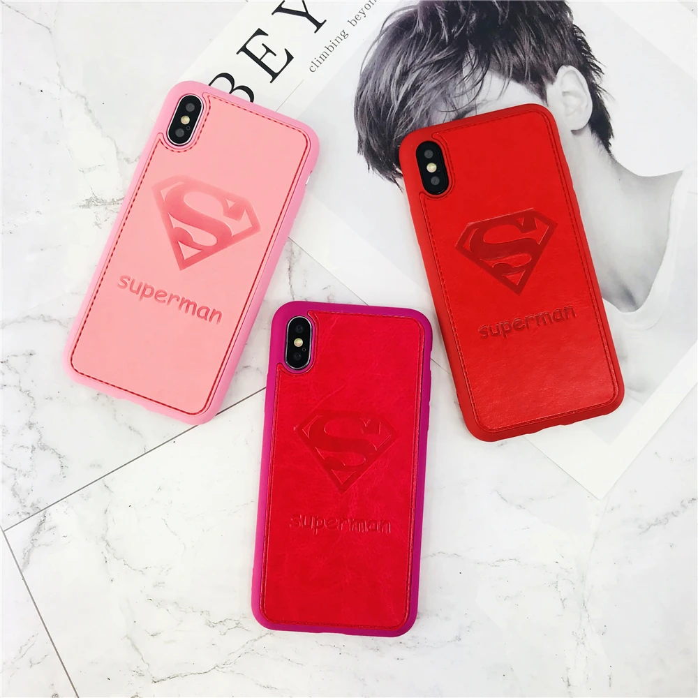 Cases For Iphone 7 Captain America Superman Sign Phone Case 7Plus Candy Colors Leather Feel Soft TPU Back Covers |