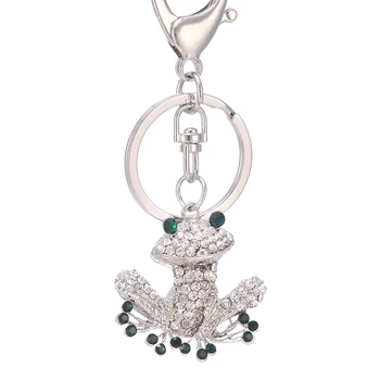 

5PCS Cute Frog Rhinestone Key Chain Ring Holder Charm Car keychain Bag Pendant Keyfobs Creative Jewelry Gift Wholesale R064