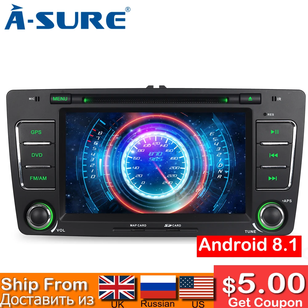 

A-Sure 2019 Best Sale Android 8.1 2 Din 7'' Car Auto Radio DVD Player GPS Navigation For SKODA Octavia Yeti Bluetooth DAB+ WIFI