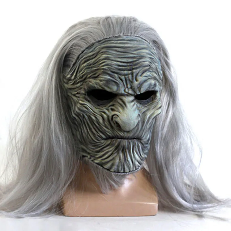 

Scary Night King Zombie Latex Masks The White Walkers Cosplay Mask Action Figure Halloween Party Costume Helmet With Wig X1223