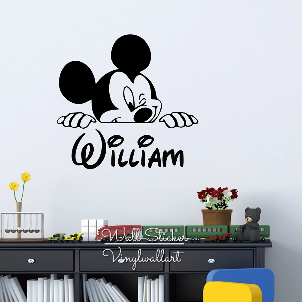 Boys Name Wall Sticker Baby Nursery Mouse Name Wall Decal Children Name