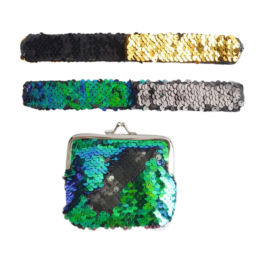 Кошелек для девочек детский подарок двухцветные обратимые блестки похлопывающиеся браслеты Кошелек для монет набор кошелек Fation