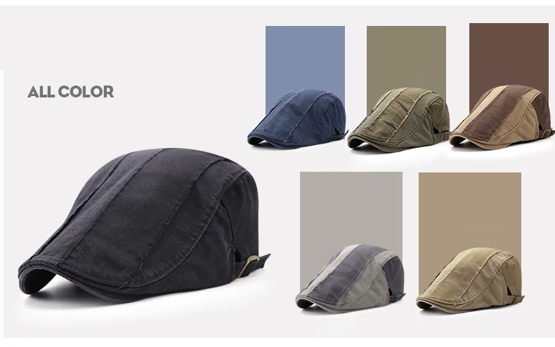 [AETRENDS] Man Hat Cotton Washed Plain Berets Flat Cap Ivy Newsboy Gatsby Cabbie Beret Hats Z-6525