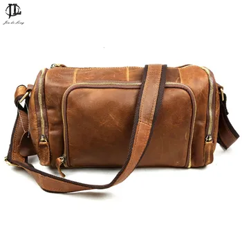 

Shoulder Messenger Bag Head Layer Leather Zipper Retro Casual Travel Messenger Bag Men