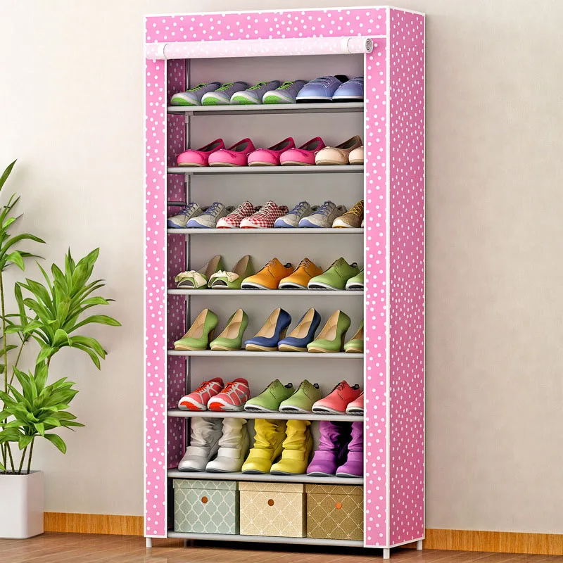8-tier high-capacity shoe a variety of patterns stainless steel dust-free shoes rack can be freely assembled furniture