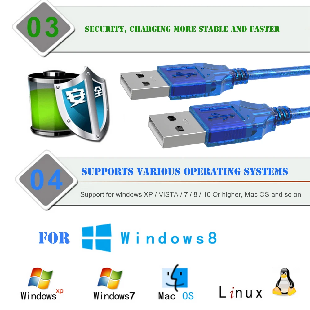 Высокое качество USB 2,0 папа-папа кабель для передачи данных шнур Aux кабель USB2.0 кабель-удлинитель для передачи данных USB 2,0 Тип A папа-USB папа адаптер