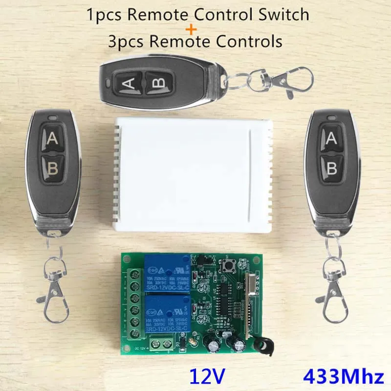 

Door Receiver Controllers Remote Control Learning code Garage Relay Wireless Switch 2 Keys 2CH 433MHz Transmitter