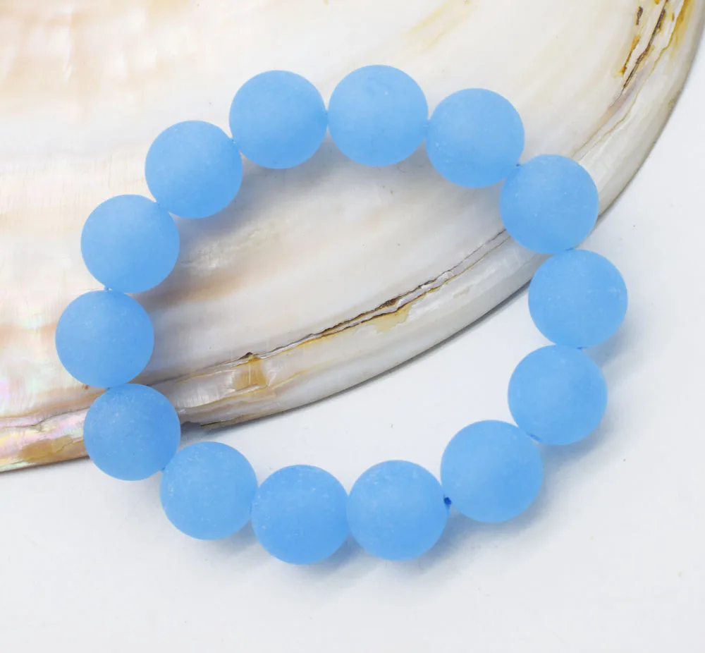 

wow!blue blurry agate round 14mm bracelet 7.5inch wholesale beads FPPJ nature