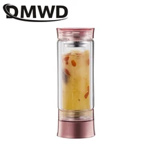 DMWD портативный дорожный мини электрический чайник, 220 мл, автомобильный чайник с подогревом горячей воды, стеклянная чашка для кофе, молока, кипячения, котел, 110 В, 220 В