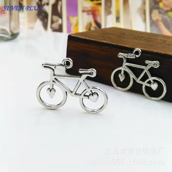

High Quality 50 Pieces/Lot 30mm*23mm Antique Silver Plated bicycle Charm