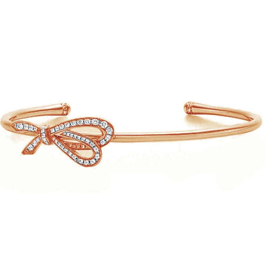 

CHAMSS 100% 925 Sterling Silver New 1:1 Genuine Zirconia Butterfly Bracelet Charm Elegant Ms. Open Cuff Rose Gold
