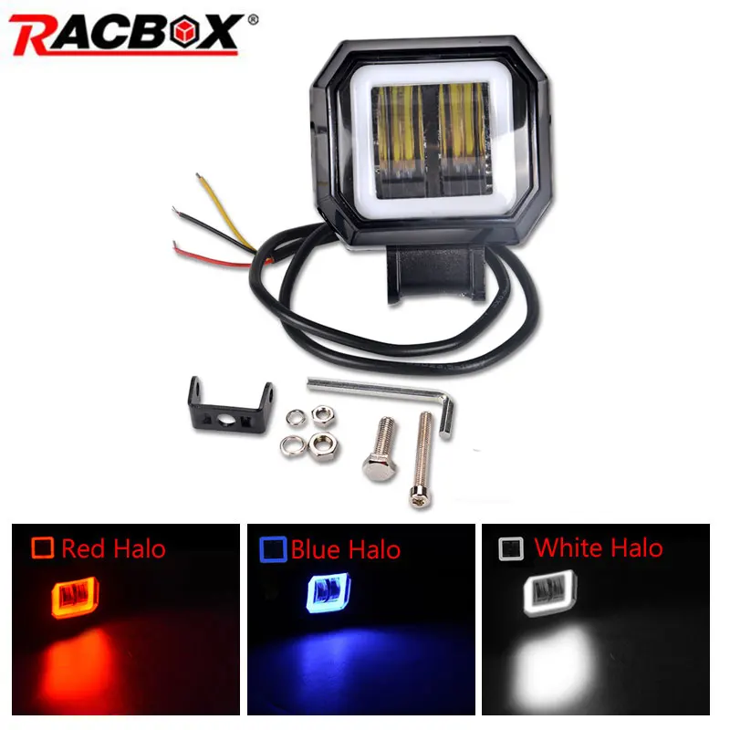 

7D 3 inch Lens LED Work Light Round Square Portable Spotlights Offroad Truck Driving Car Boat Motorcycle ATV 12V 24V Angle Eyes