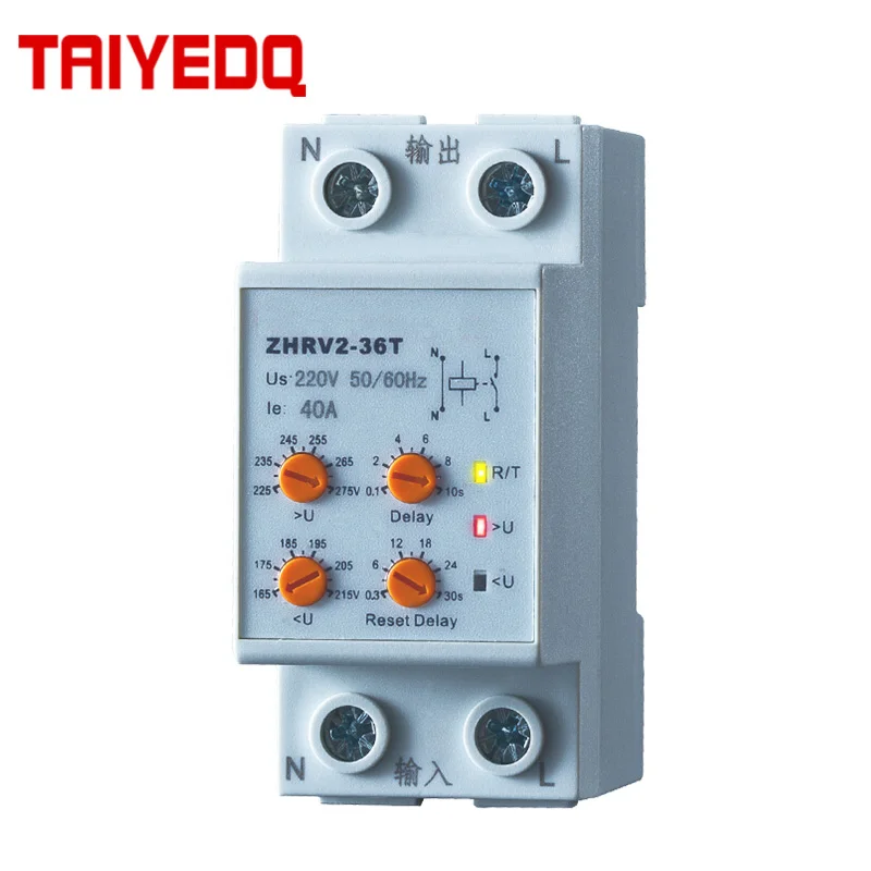 Smart home voltage control delay 40A Overvoltage Undervoltage Protector